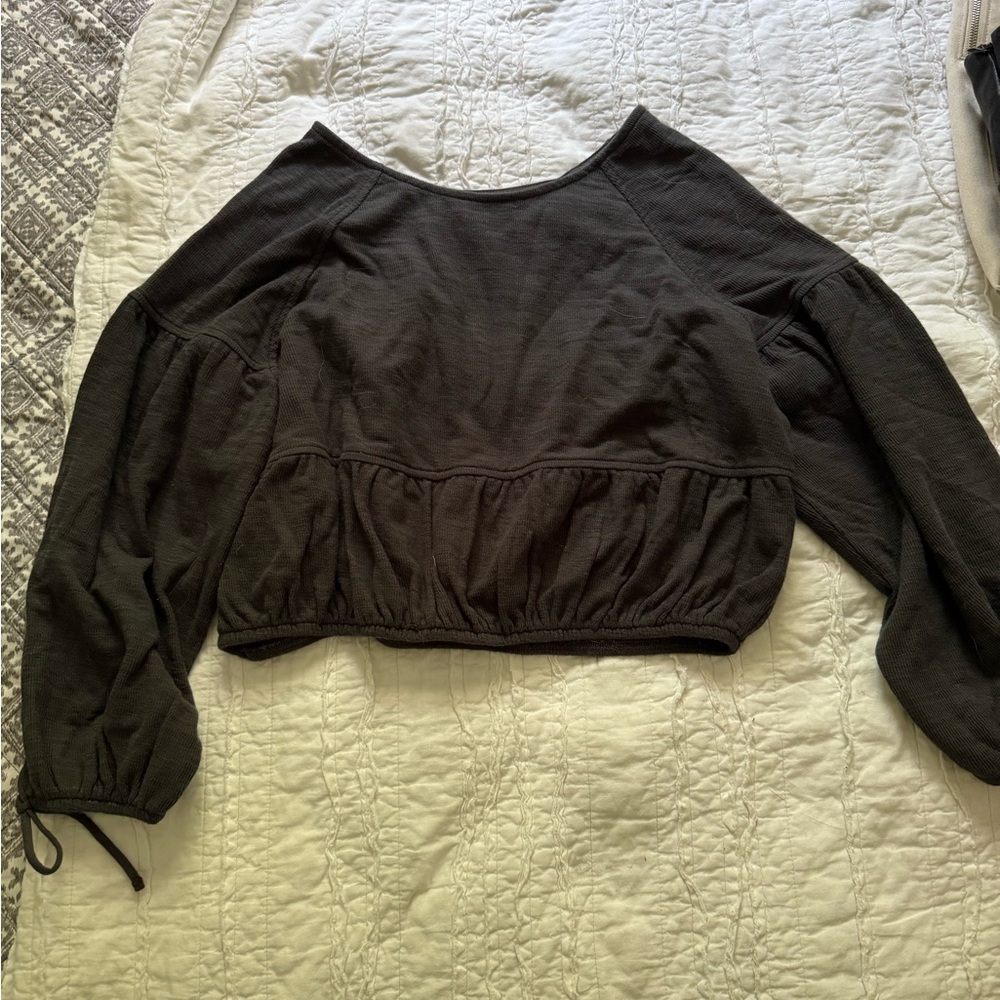 Aerie Black Long Sleeve Blouse
